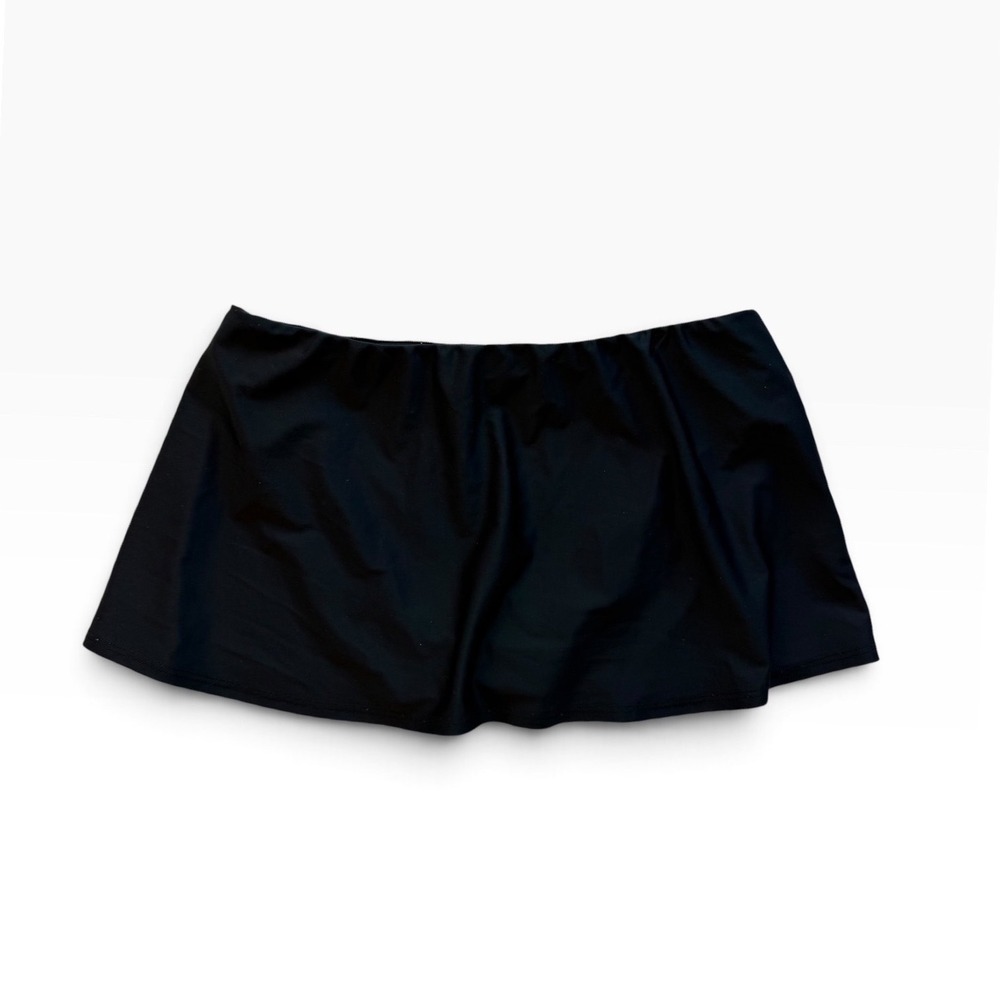 Seafolly Swim Skirt Attached Brief High Waist Solid Black Modest Beachwear Sz 16